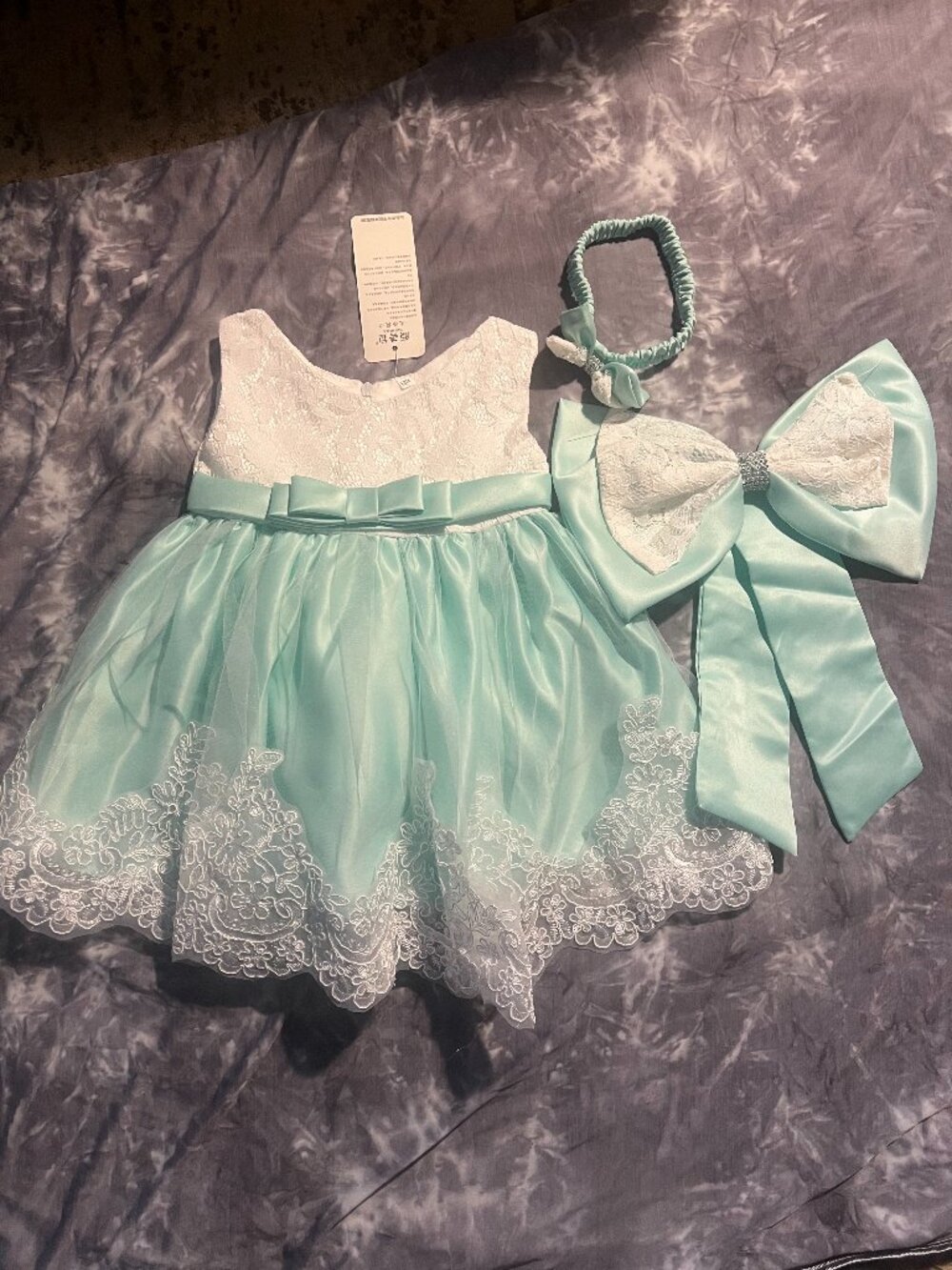 Mint Green Party Dress w/ Matching Bows